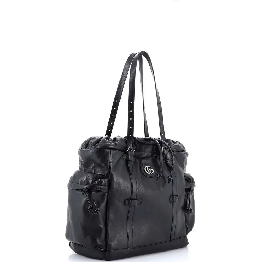 Gucci Tonal Gg Drawstring Tote Leather #249455G12B - Picture 2 of 6